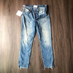 Boyish by HER Jeans Size 26 Billy Rear Window with Butt Slit Distressed Raw Hem